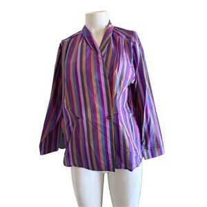 Vintage 90s striped purple fuschia lightweight blazer coat